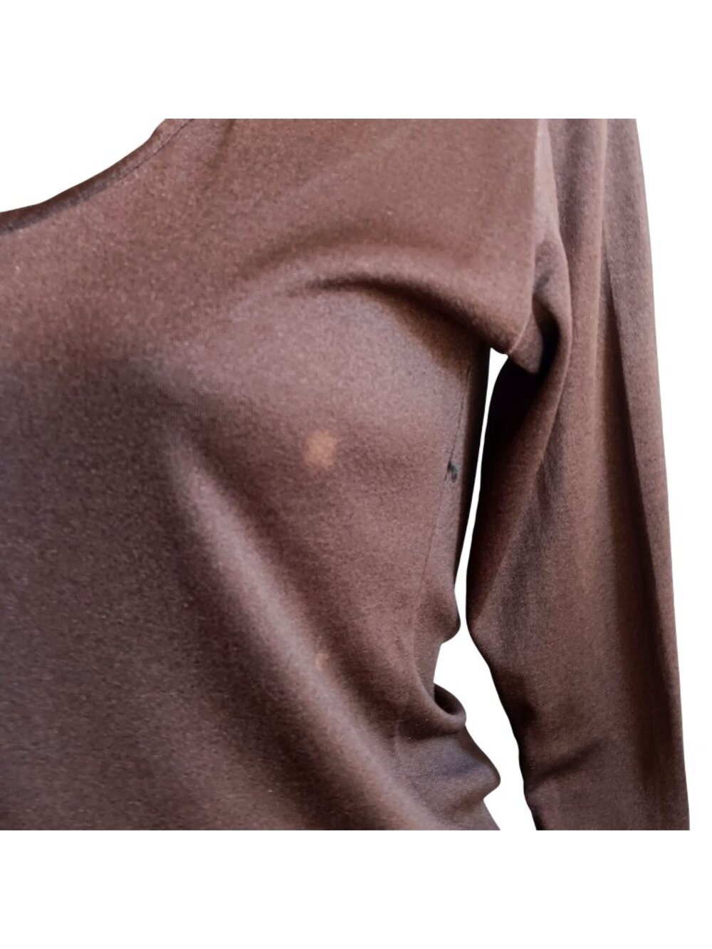 True Vintage Top Large 1970's Brown Long Sleeve Scoop Neck Disco Stretch